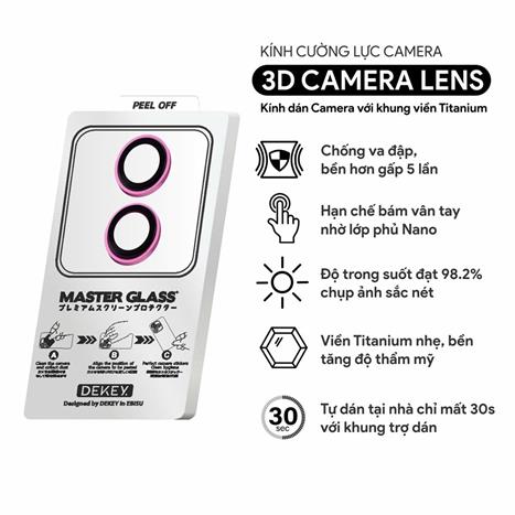 Miếng dán camera iPhone 16/16 Plus DEKEY 3D Camera Lens - Hồng Màu Hồng