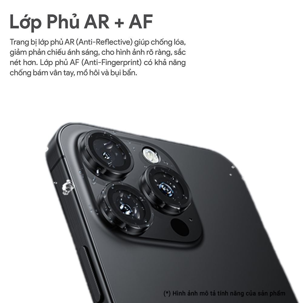 Miếng dán camera iPhone 16 Pro/Pro Max DEKEY 3D Camera Lens - Đen Màu Đen