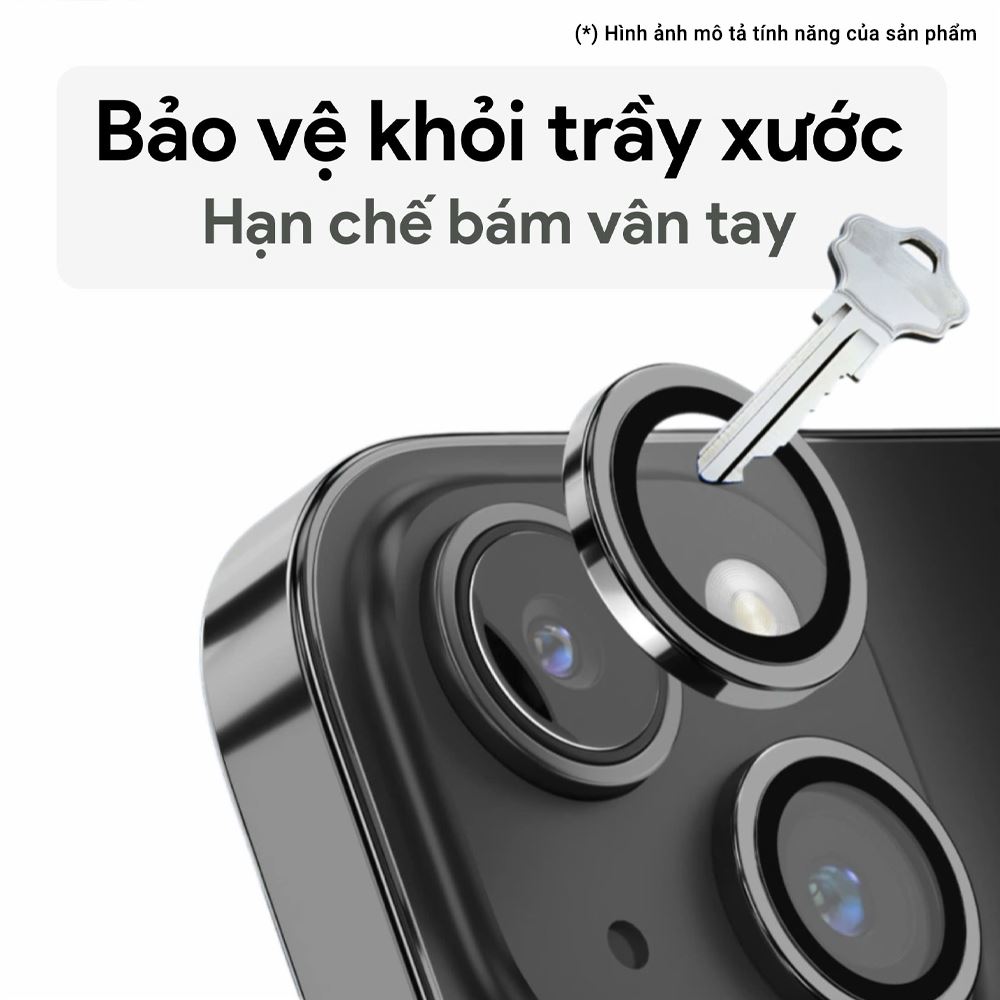Miếng dán camera iPhone 16 Pro/Pro Max DEKEY 3D Camera Lens - Đen Màu Đen