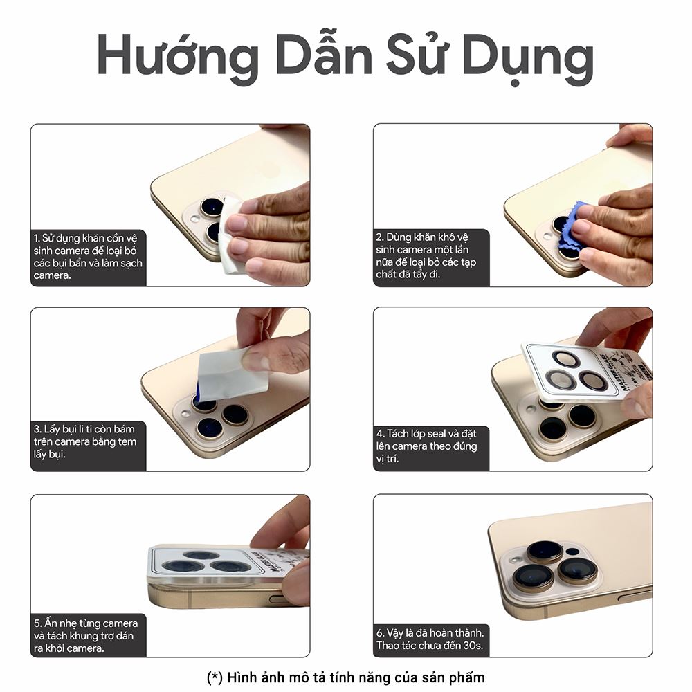 Miếng dán camera iPhone 16 Pro/Pro Max DEKEY 3D Camera Lens - Đen Màu Đen