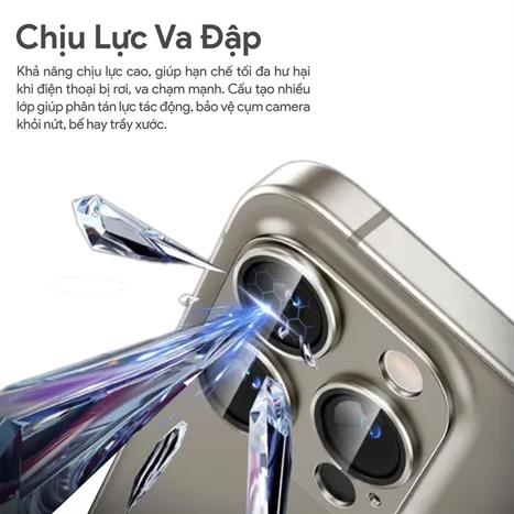 Miếng dán camera iPhone 16 Pro/Pro Max DEKEY 3D Camera Lens - Bạc Màu Bạc