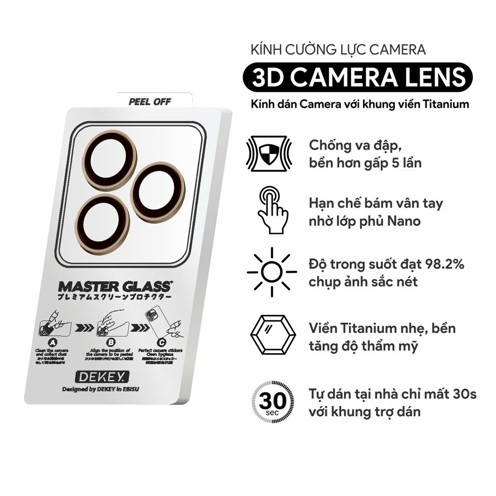 Miếng dán camera iPhone 16 Pro/Pro Max DEKEY 3D Camera Lens - Sa mạc - 3