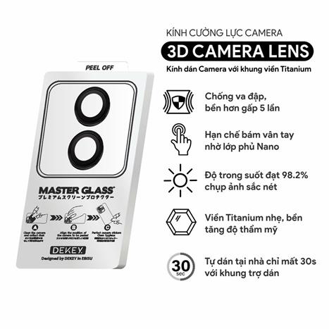 Miếng dán camera iPhone 17 DEKEY 3D Camera Lens - Đen Màu Đen