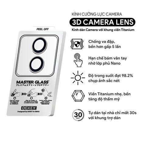 Miếng dán camera iPhone 17 DEKEY 3D Camera Lens - Bạc Màu Bạc