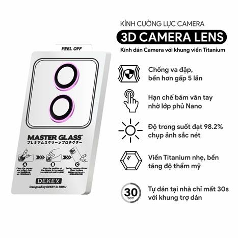 Miếng dán camera iPhone 17 DEKEY 3D Camera Lens - Tím Màu Tím