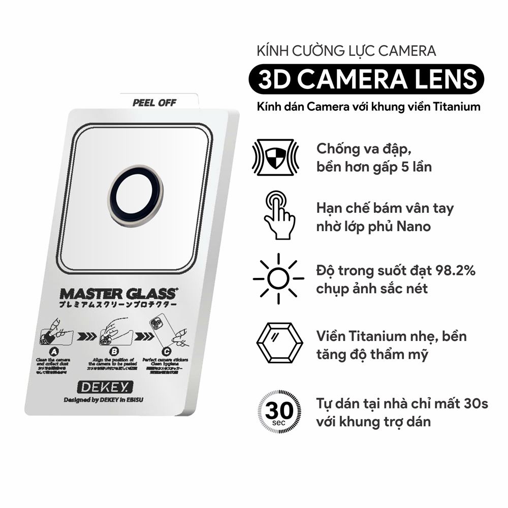 Miếng dán camera iPhone Air DEKEY 3D Camera Lens- Bạc Màu Bạc