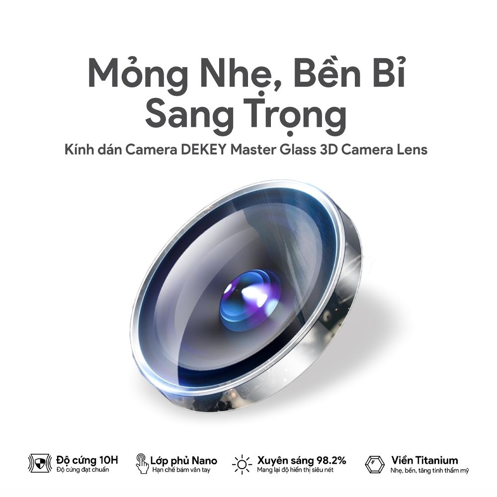 Miếng dán camera iPhone 17 Pro/Pro Max DEKEY 3D Camera Lens - Xanh Dương Màu Xanh Dương