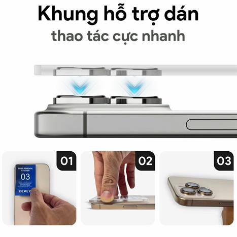 Miếng dán camera iPhone 17 Pro/Pro Max DEKEY 3D Camera Lens - Xanh Dương Màu Xanh Dương