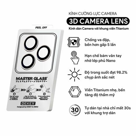 Miếng dán camera iPhone 17 Pro/Pro Max DEKEY 3D Camera Lens - Bạc Màu Bạc