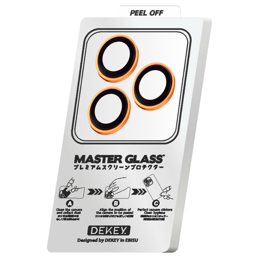 Miếng dán camera iPhone 17 Pro/Pro Max DEKEY 3D Camera Lens - Cam Màu Cam