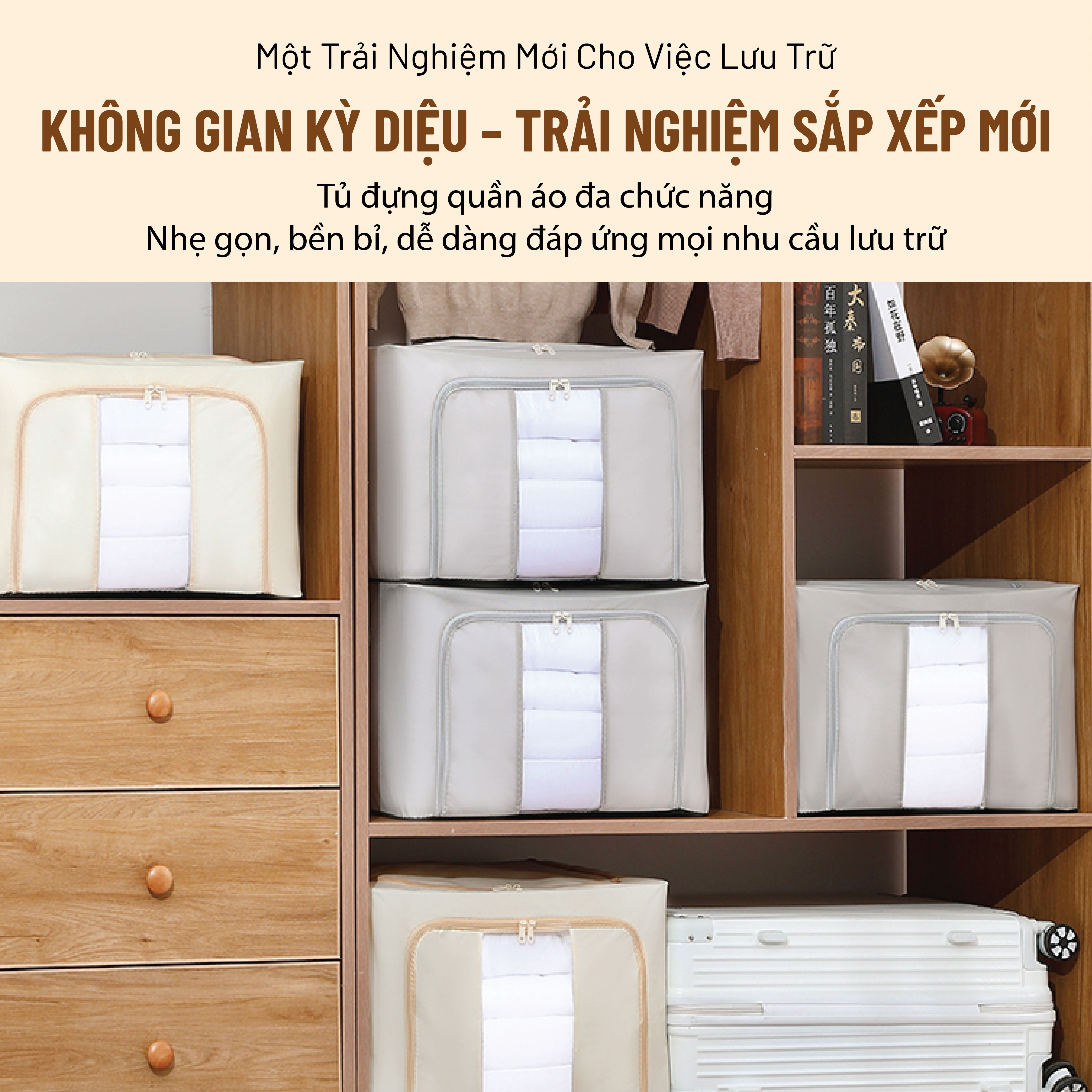 Hộp nhựa đựng đồ đa năng Tanaka SB01100BE 100 lít Màu Màu be