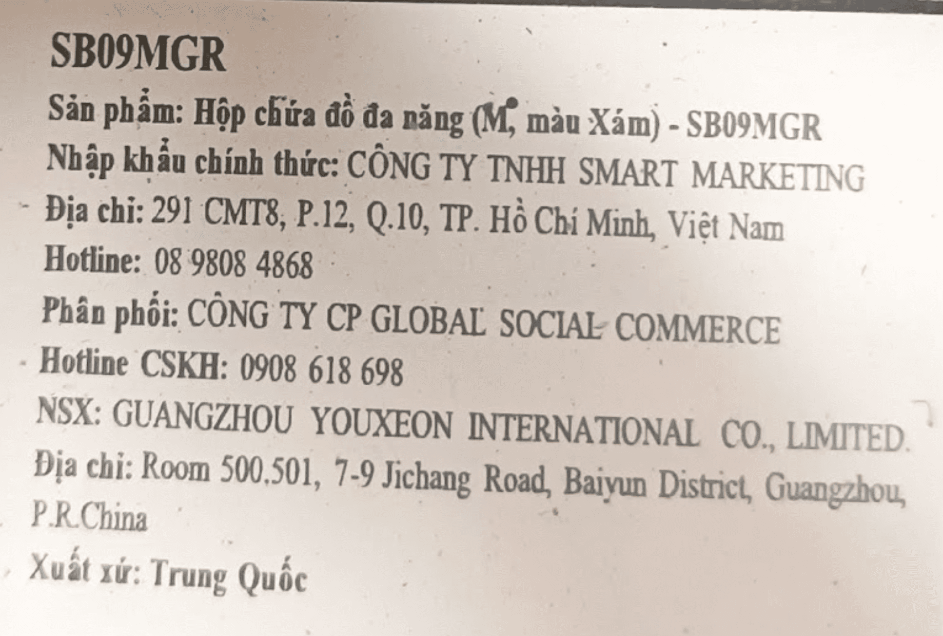 Hộp nhựa đựng đồ đa năng Tanaka SB09MGR size M Màu Xám