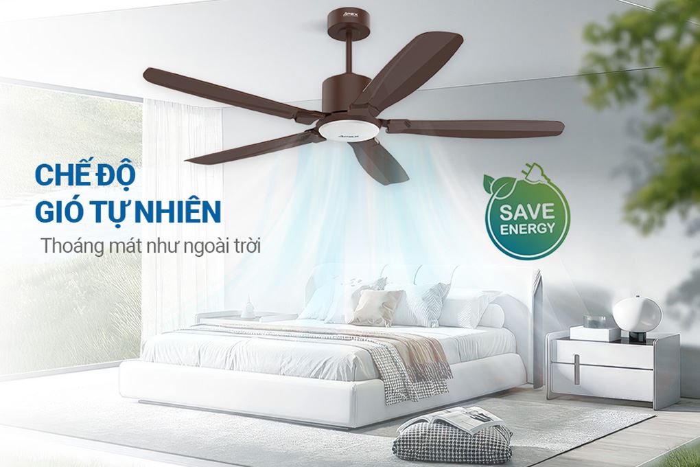 Quạt trần Sunhouse Apex 5 cánh APF7682B 60W - Mức gió, chế độ gió