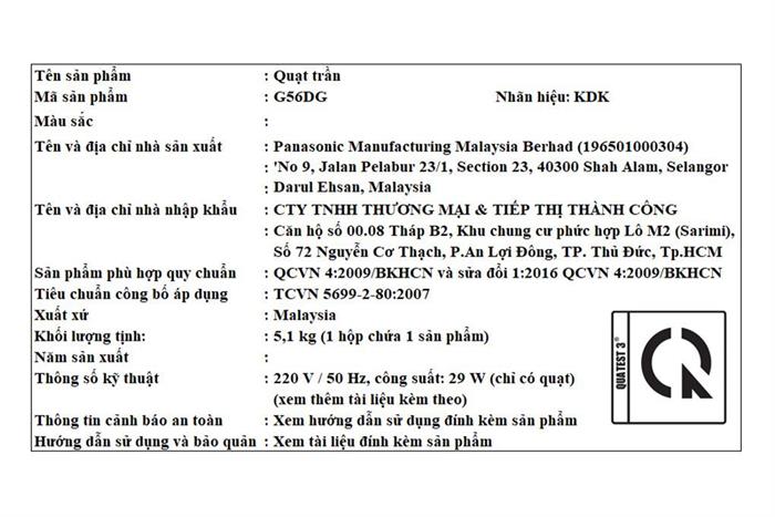 Quạt trần KDK 4 cánh G56DG(DG) 29W Màu Xám