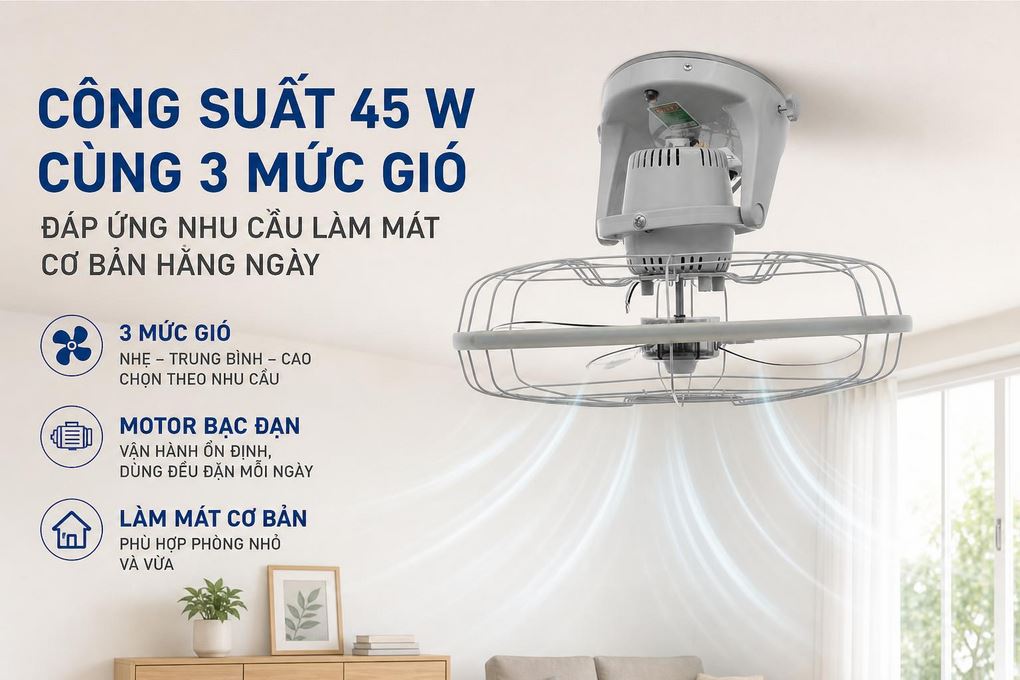 Quạt đảo trần Lifan TĐ-16RC Màu Trắng - Xám