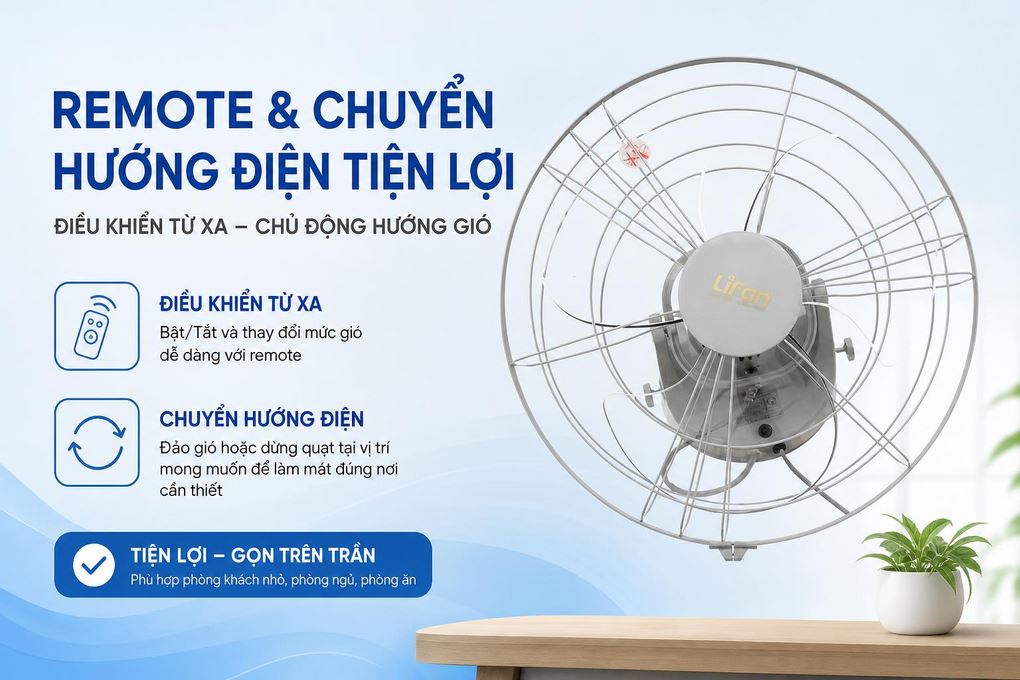 Quạt đảo trần Lifan TĐ-16RC Màu Trắng - Xám