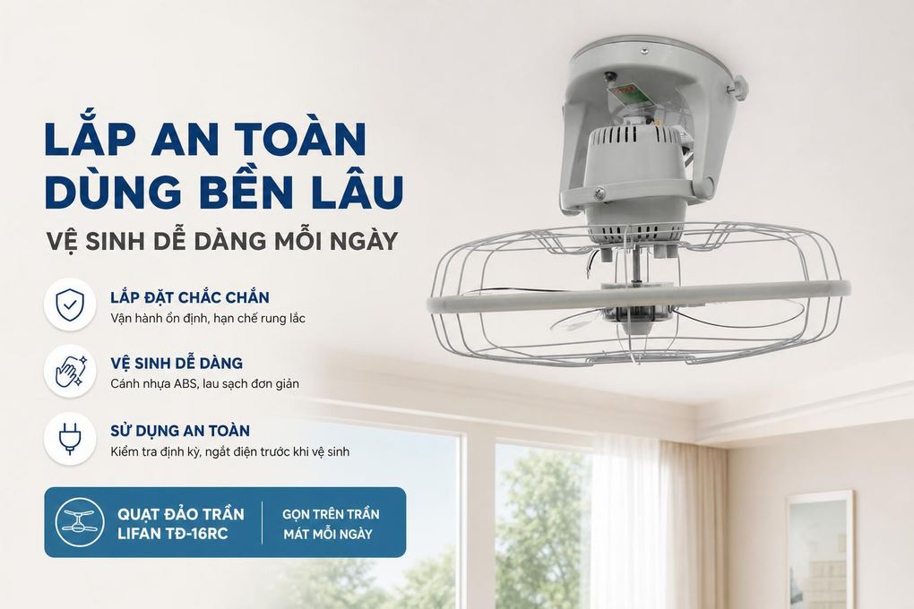 Quạt đảo trần Lifan TĐ-16RC Màu Trắng - Xám