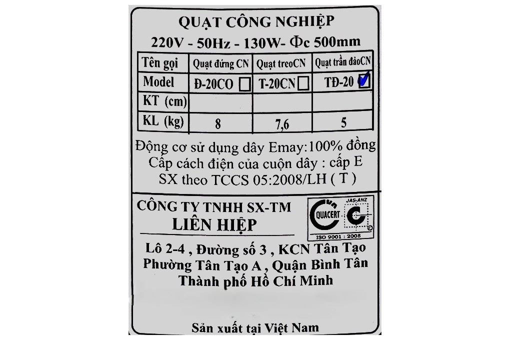 Quạt trần đảo Lifan 3 cánh TĐ-20 130W - 5