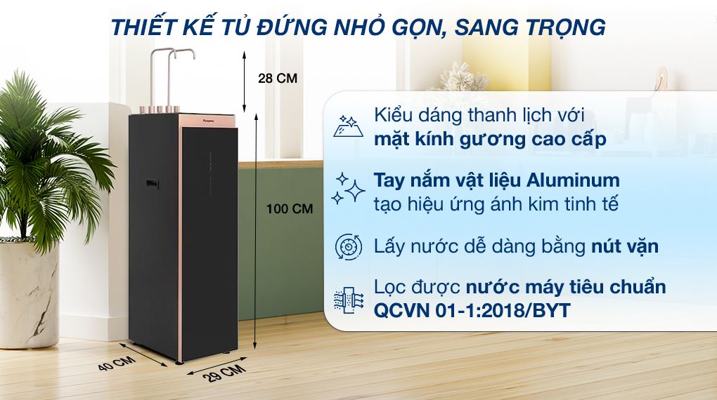 Thiết kế - Máy lọc nước RO nóng nguội lạnh Hydrogen ion kiềm Kangaroo Sumire KGHC12A3 12 lõi Thiết kế - Máy lọc nước RO nóng nguội lạnh Hydrogen ion kiềm Kangaroo Sumire KGHC12A3 12 lõi