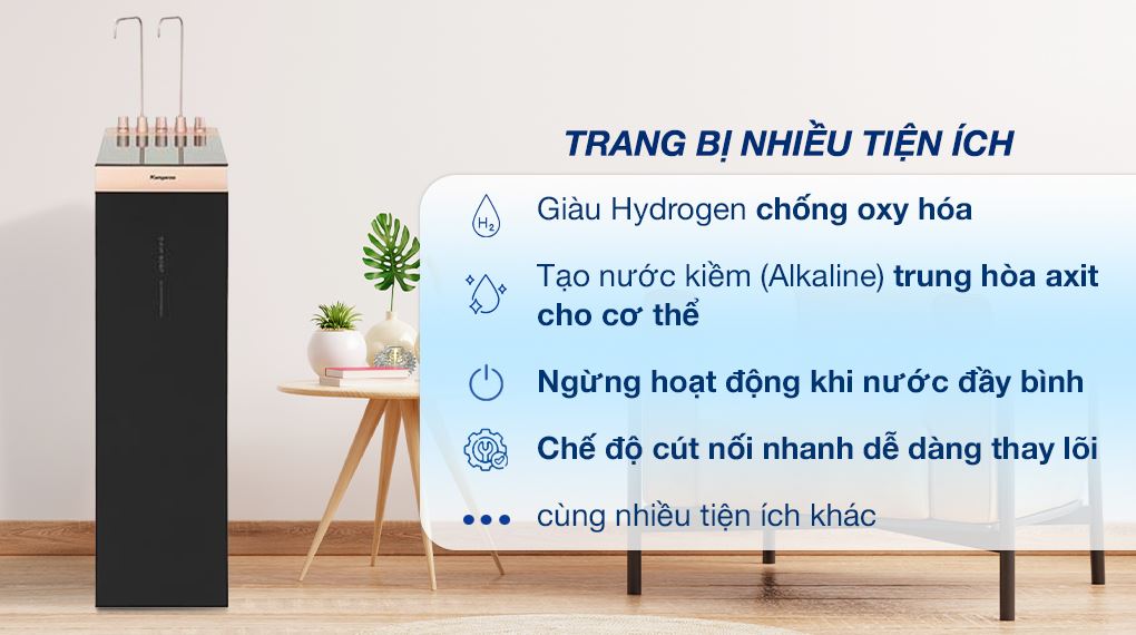 Tiện ích - Máy lọc nước RO nóng nguội lạnh Hydrogen ion kiềm Kangaroo Sumire KGHC12A3 12 lõi Tiện ích - Máy lọc nước RO nóng nguội lạnh Hydrogen ion kiềm Kangaroo Sumire KGHC12A3 12 lõi