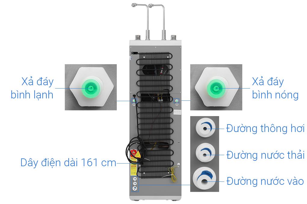 Máy lọc nước RO nóng nguội lạnh Hydrogen ion kiềm Hòa Phát HPA885 12 lõi Màu Trắng
