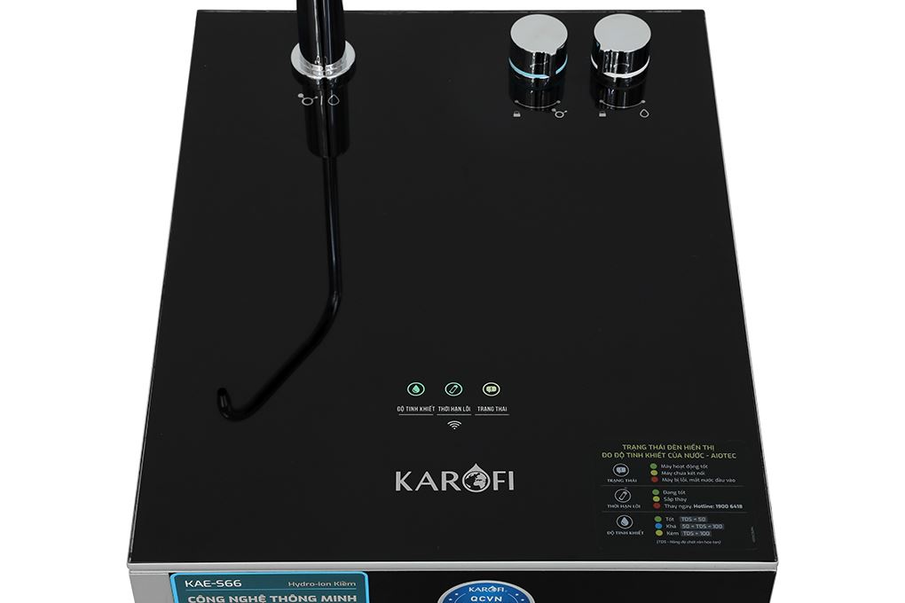 Máy lọc nước RO Hydrogen ion kiềm Karofi KAE-S66 12 lõi Màu Đen