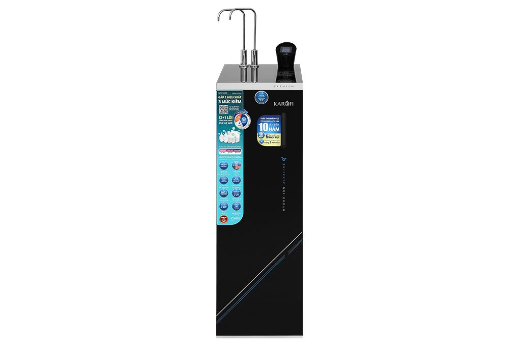 Máy lọc nước RO nóng nguội lạnh Hydrogen ion kiềm Karofi KAE-S695 13 lõi Màu Đen