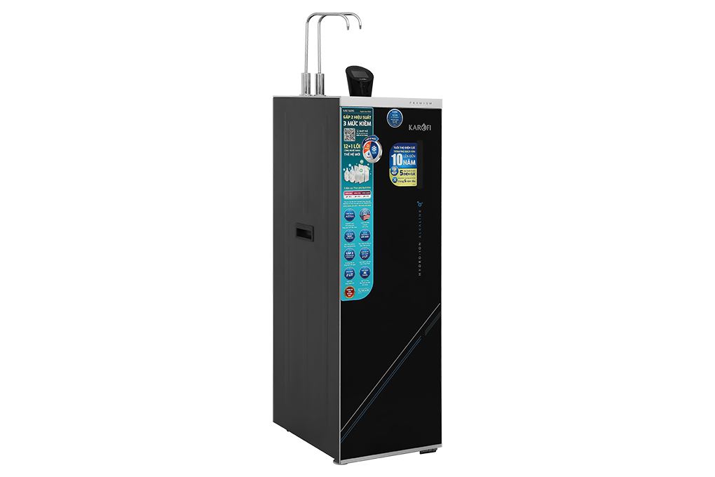 Máy lọc nước RO nóng nguội lạnh Hydrogen ion kiềm Karofi KAE-S695 13 lõi Màu Đen