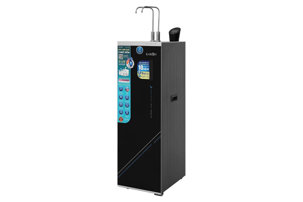 Máy lọc nước RO nóng nguội lạnh Hydrogen ion kiềm Karofi KAE-S695 13 lõi Màu Đen