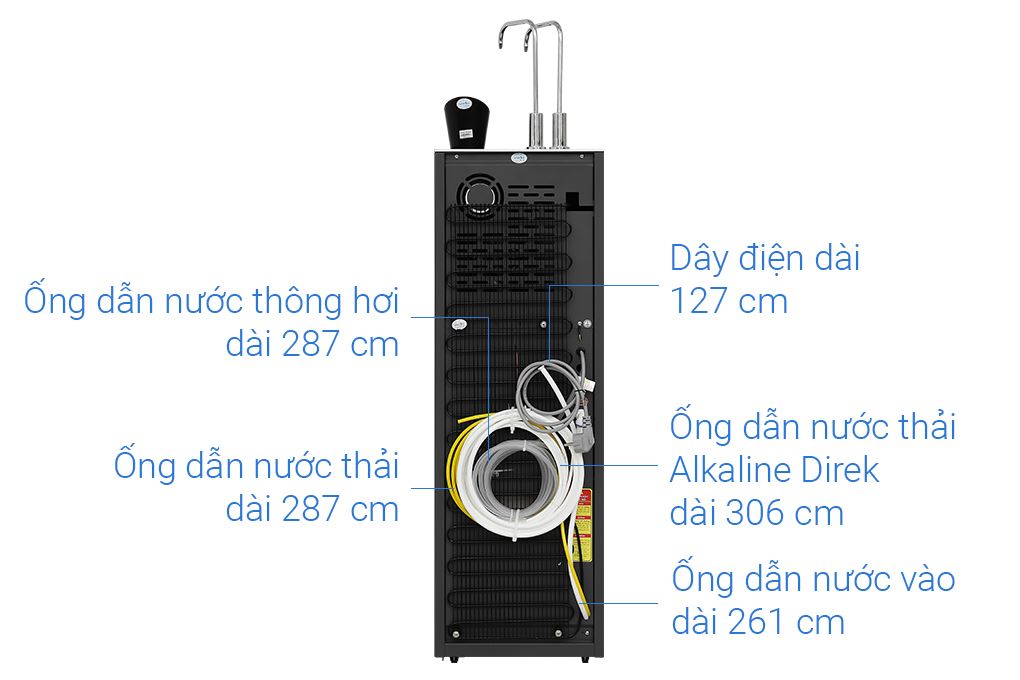 Máy lọc nước RO nóng nguội lạnh Hydrogen ion kiềm Karofi KAE-S695 13 lõi Màu Đen