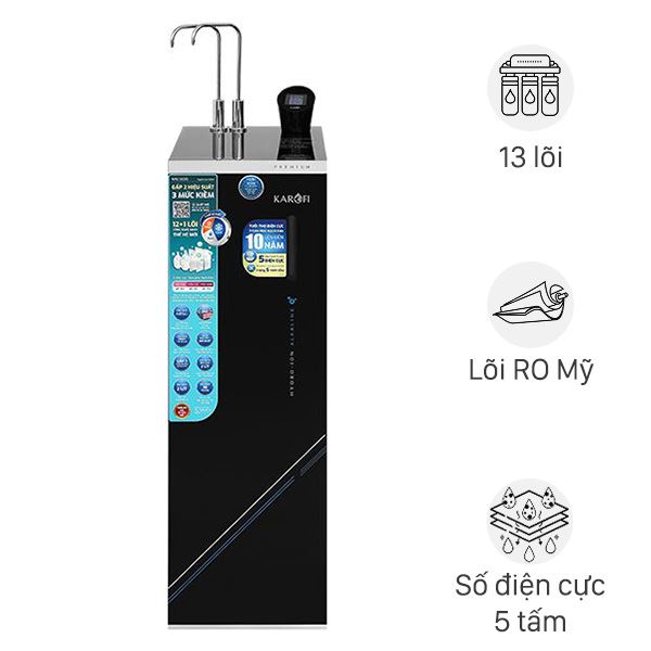 Máy lọc nước RO nóng nguội lạnh Hydrogen ion kiềm Karofi KAE-S695 13 lõi