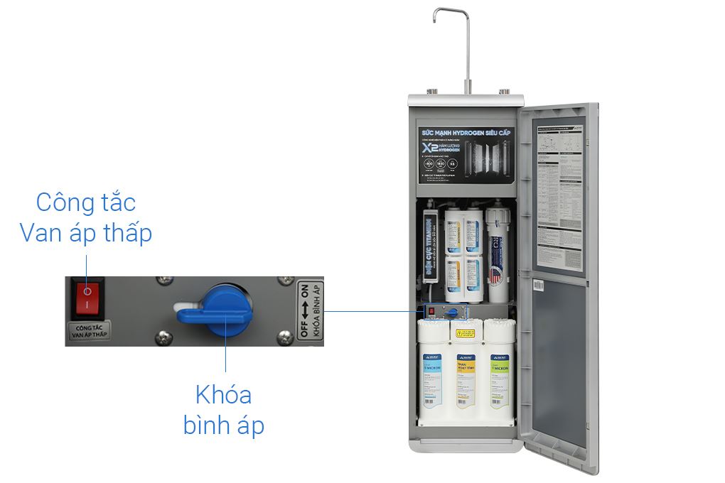 Máy lọc nước RO Hydrogen ion kiềm Hòa Phát HPA856 12 lõi Màu Xám