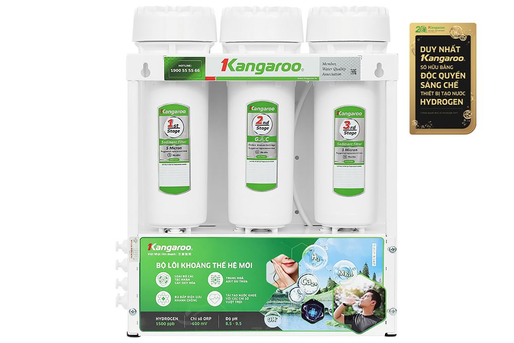 Máy lọc nước RO Hydrogen Kangaroo KGHP12K 12 lõi Màu Trắng