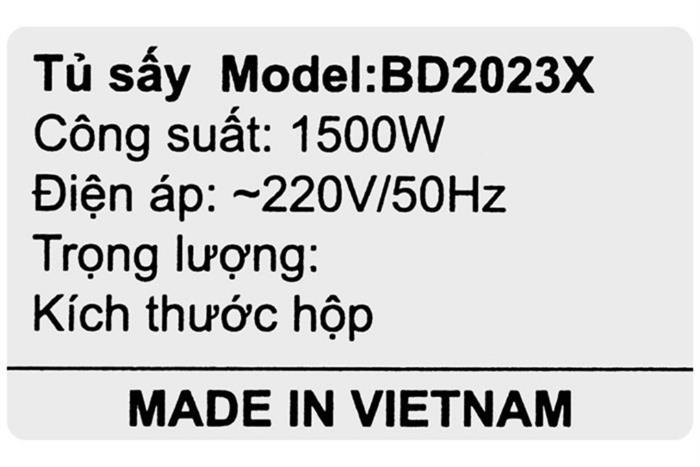 Tủ sấy quần áo Benny 15 kg BD2023X - Tím Màu Tím