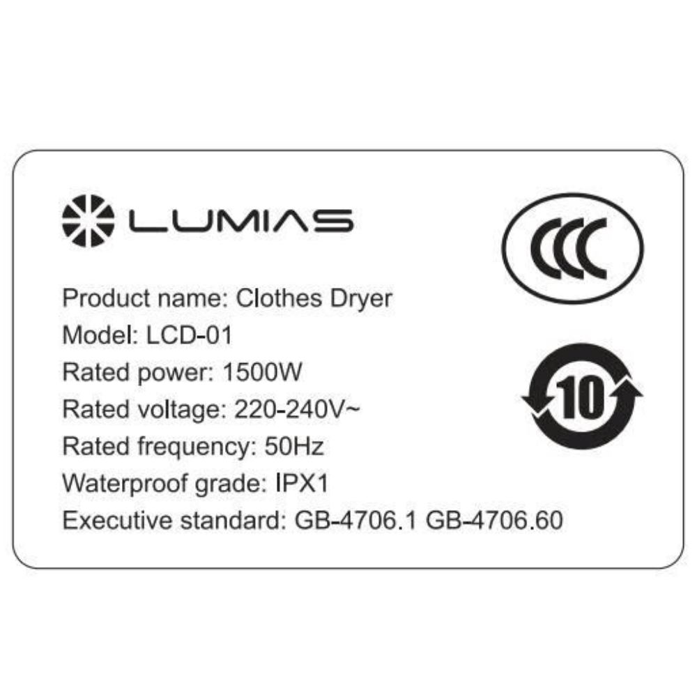 Tủ sấy quần áo Lumias 8 kg LCD-01 - Xanh Màu Xanh