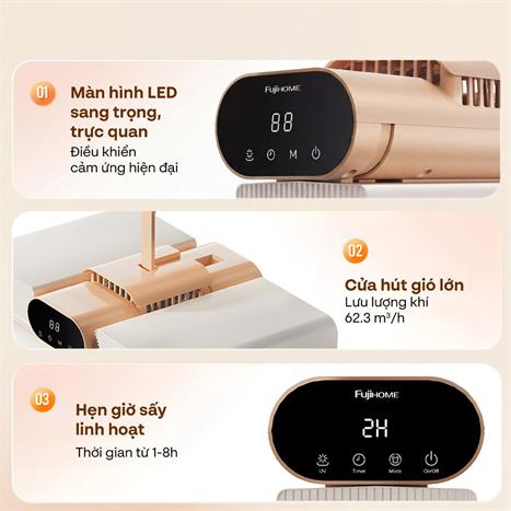 Tủ sấy quần áo FUJIHOME 15 kg FCD16 Màu Hồng