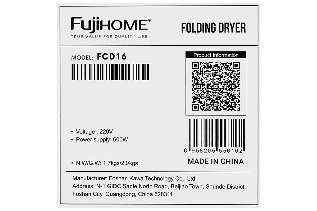 Tủ sấy quần áo FUJIHOME 15 kg FCD16 - 24