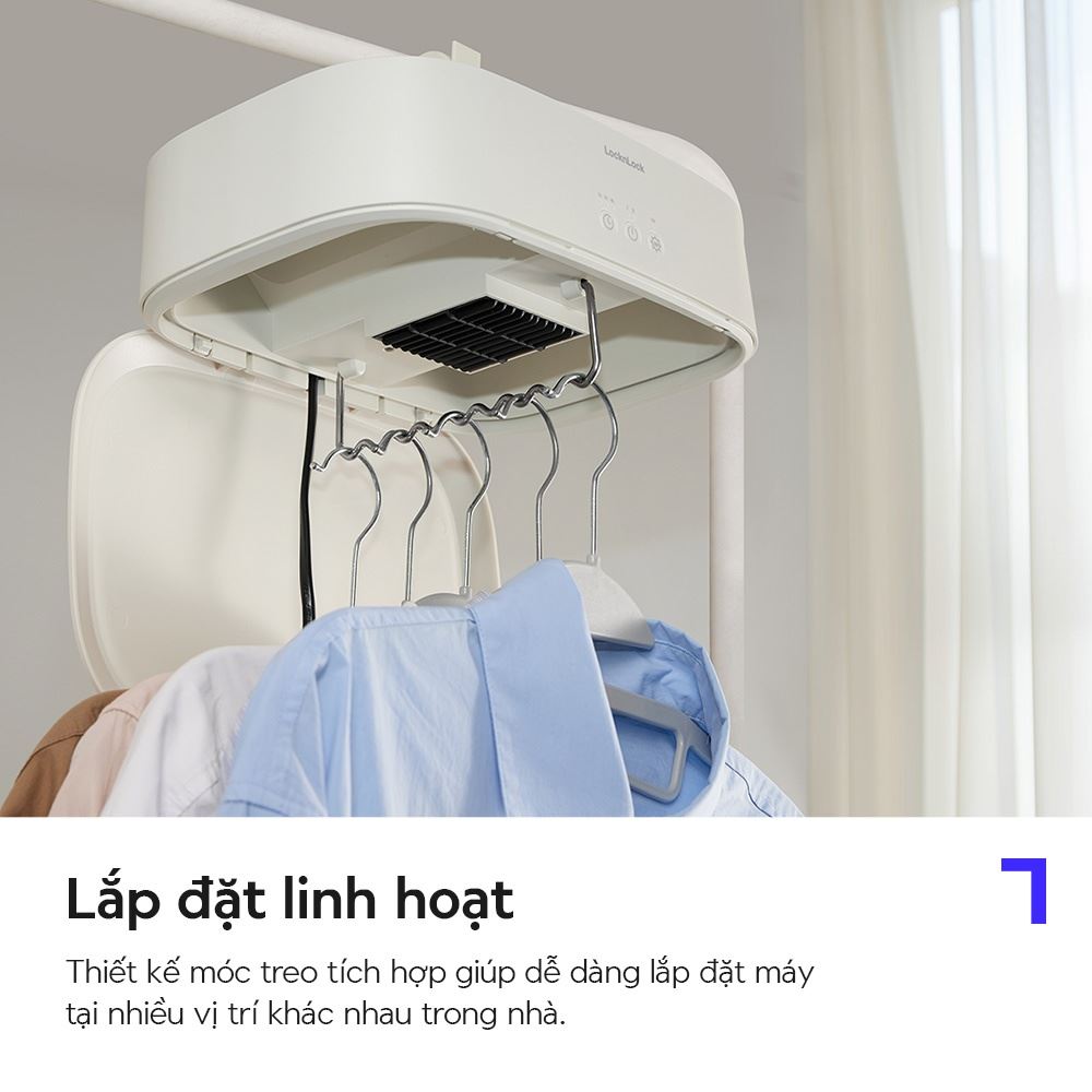 Tủ sấy quần áo gấp gọn Lock&Lock END112IVY Màu Kem