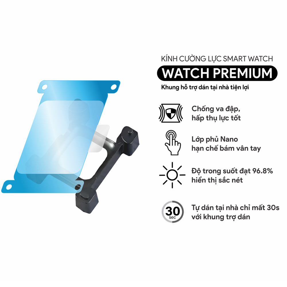 Miếng dán kính cường lực Apple Watch 40/41mm DEKEY Màu Trắng