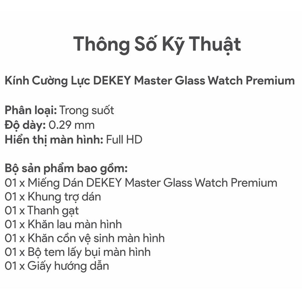 Miếng dán kính cường lực Apple Watch 40/41mm DEKEY Màu Trắng