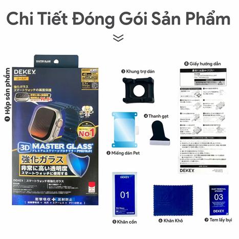 Miếng dán cường lực Apple Watch 44/45mm DEKEY Màu Trắng