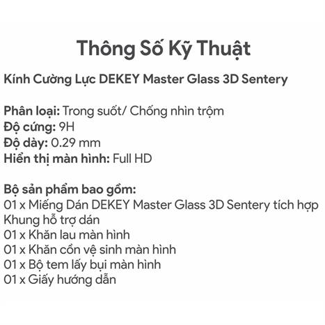 Miếng dán kính cường lực iPhone 12/12Pro DEKEY 3D Sentery Màu Trắng