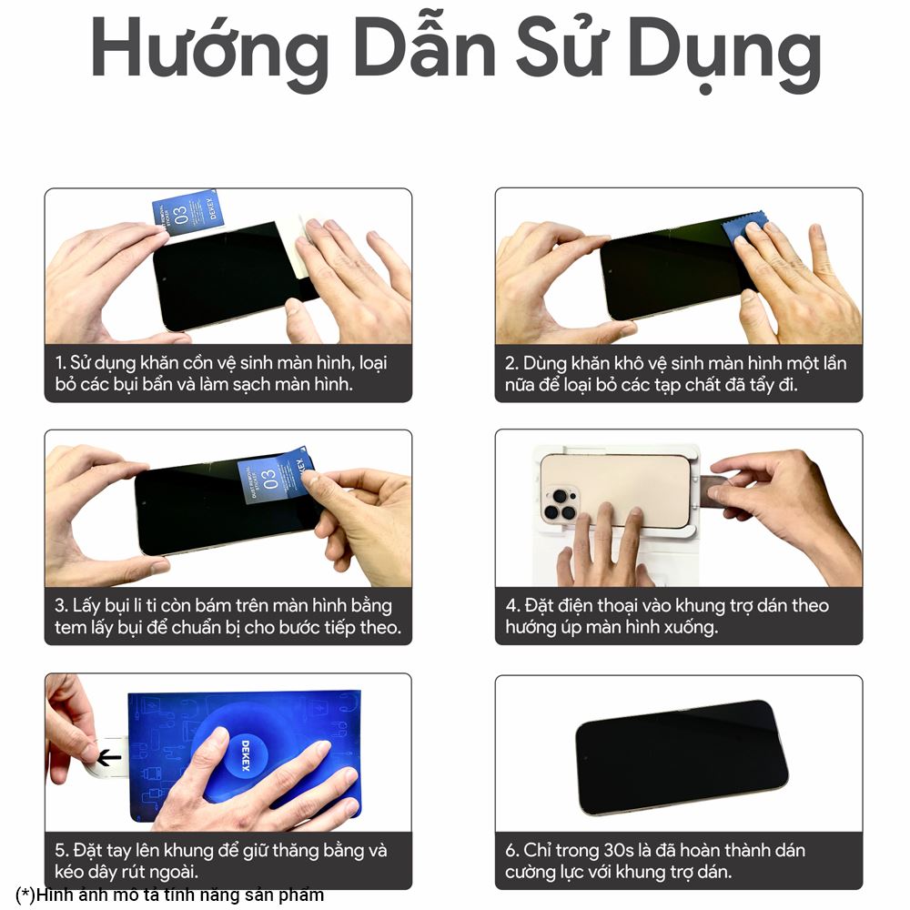 Miếng dán kính cường lực iPhone 15 Pro Max DEKEY 3D Sentery Màu Trắng