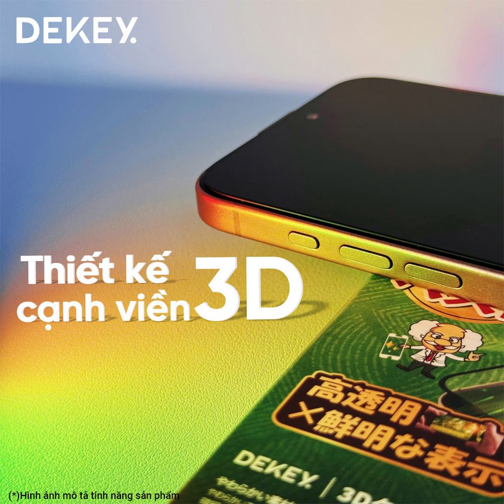 Miếng dán kính cường lực iPhone 16 Pro/17 DEKEY 3D Sentery Màu Trắng