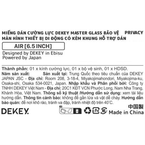 Miếng dán kính cường lực chống nhìn trộm iPhone Air DEKEY 3D Sentery Màu Trắng