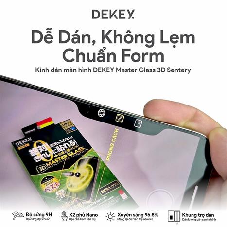 Miếng dán kính cường lực iPhone 17 Pro DEKEY 3D Sentery Màu Trắng