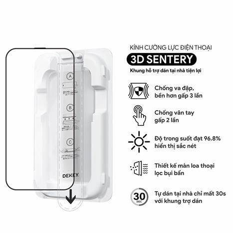 Miếng dán kính cường lực chống nhìn trộm iPhone 17 Pro Max DEKEY 3D Sentery Màu Trắng