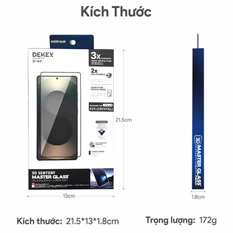 Miếng dán kính cường lực Samsung S25 Ultra DEKEY 3D Sentery Màu Trắng