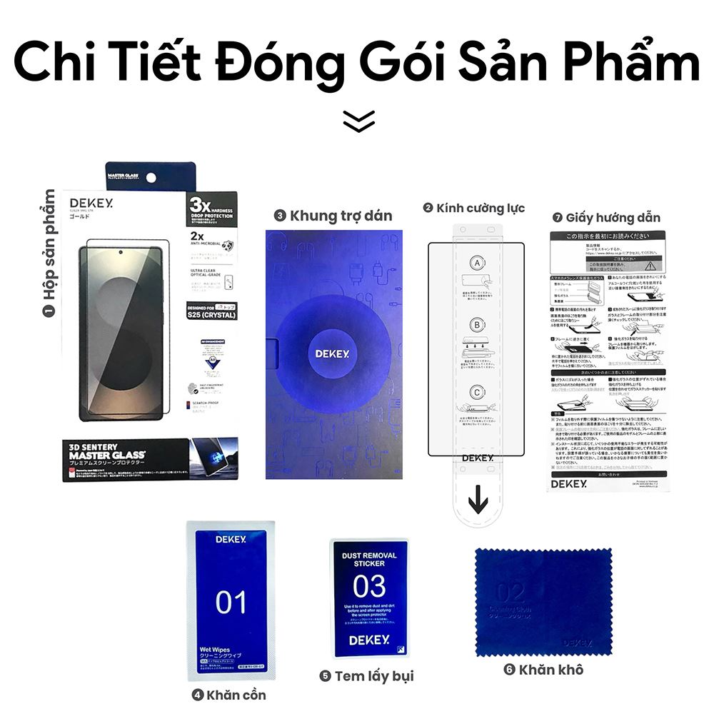 Miếng dán kính cường lực Samsung S25 DEKEY 3D Sentery Màu Trắng
