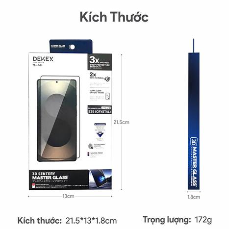 Miếng dán kính cường lực Samsung S25 DEKEY 3D Sentery Màu Trắng